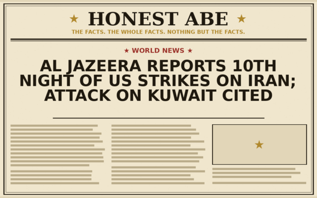 Al Jazeera Reports 10th Night of US Strikes on Iran; Attack on Kuwait Cited