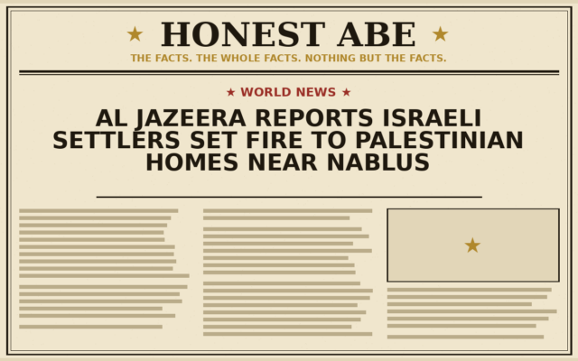 Al Jazeera Reports Israeli Settlers Set Fire to Palestinian Homes Near Nablus