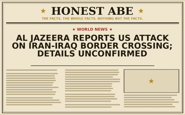 Al Jazeera Reports US Attack on Iran-Iraq Border Crossing; Details Unconfirmed