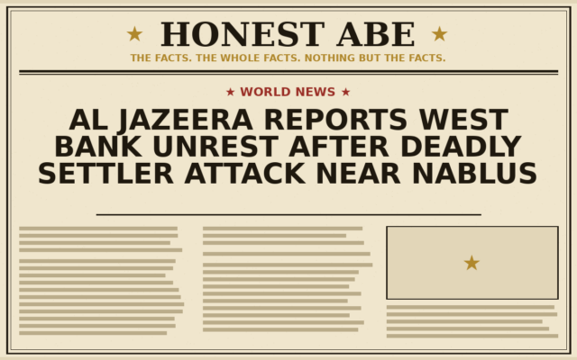 Al Jazeera Reports West Bank Unrest After Deadly Settler Attack Near Nablus