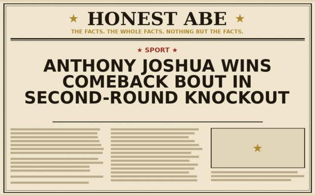 Anthony Joshua Wins Comeback Bout in Second-Round Knockout