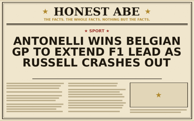 Antonelli Wins Belgian GP to Extend F1 Lead as Russell Crashes Out
