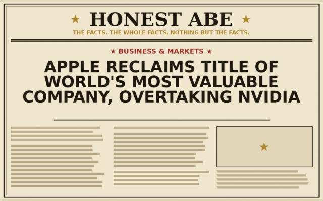 Apple Reclaims Title of World’s Most Valuable Company, Overtaking Nvidia