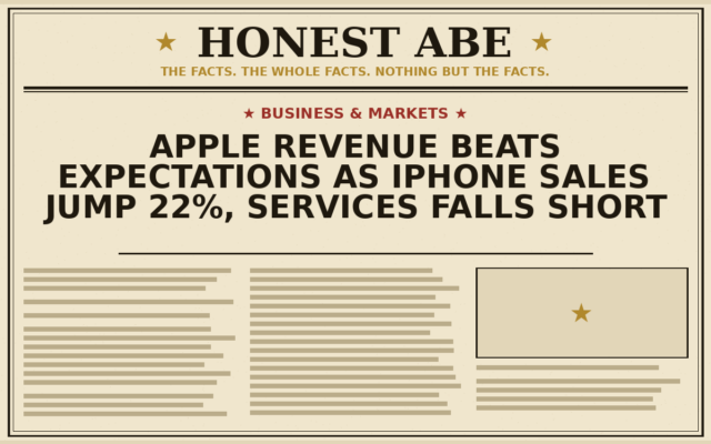 Apple Revenue Beats Expectations as iPhone Sales Jump 22%, Services Falls Short