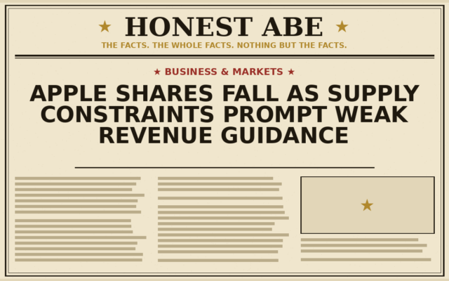 Apple Shares Fall as Supply Constraints Prompt Weak Revenue Guidance