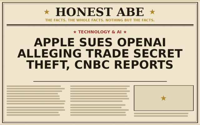 Apple Sues OpenAI Alleging Trade Secret Theft, CNBC Reports