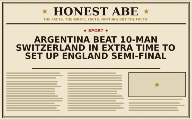 Argentina Beat 10-Man Switzerland in Extra Time to Set Up England Semi-Final