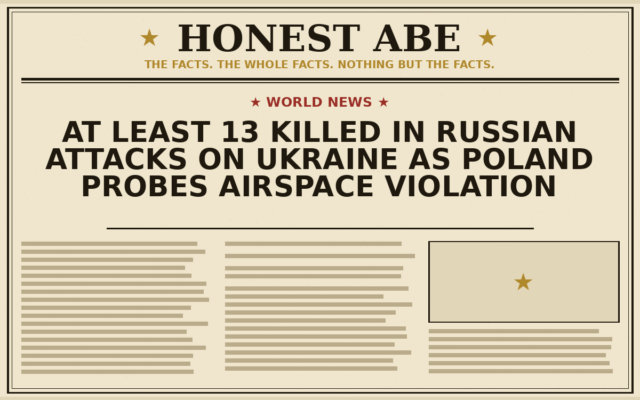 At Least 13 Killed in Russian Attacks on Ukraine as Poland Probes Airspace Violation