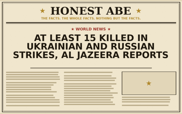 At Least 15 Killed in Ukrainian and Russian Strikes, Al Jazeera Reports