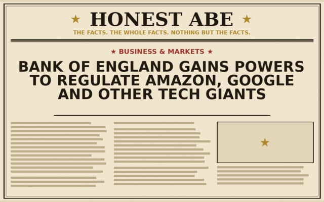 Bank of England Gains Powers to Regulate Amazon, Google and Other Tech Giants
