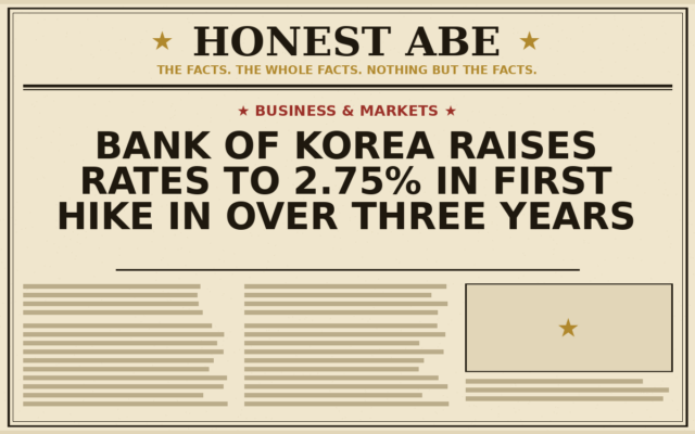 Bank of Korea Raises Rates to 2.75% in First Hike in Over Three Years