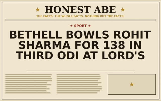 Bethell Bowls Rohit Sharma for 138 in Third ODI at Lord’s
