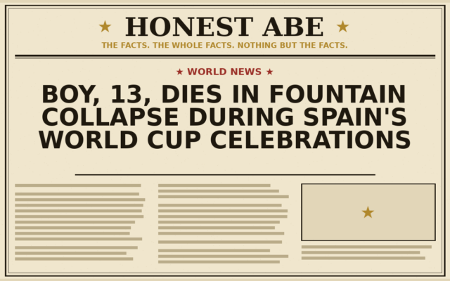Boy, 13, Dies in Fountain Collapse During Spain’s World Cup Celebrations