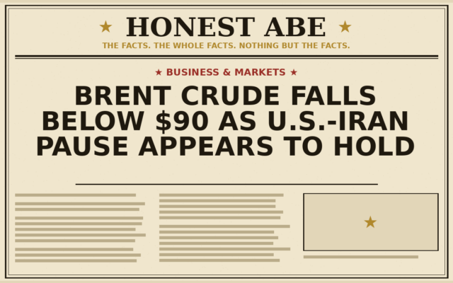 Brent Crude Falls Below $90 as U.S.-Iran Pause Appears to Hold