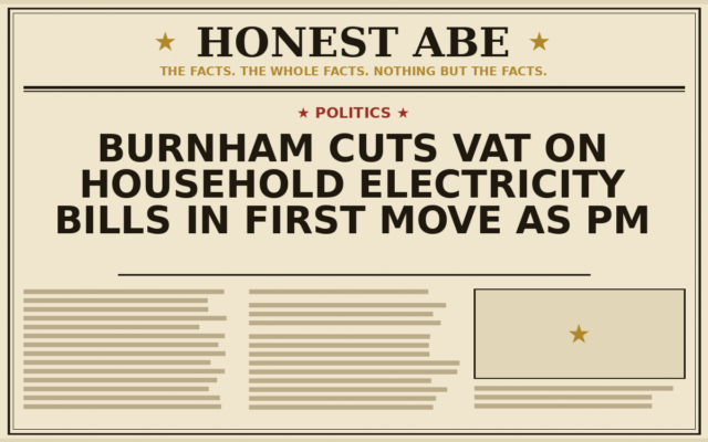 Burnham Cuts VAT on Household Electricity Bills in First Move as PM