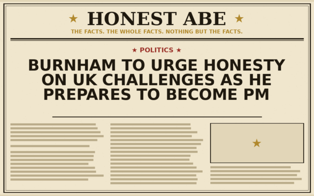 Burnham to Urge Honesty on UK Challenges as He Prepares to Become PM