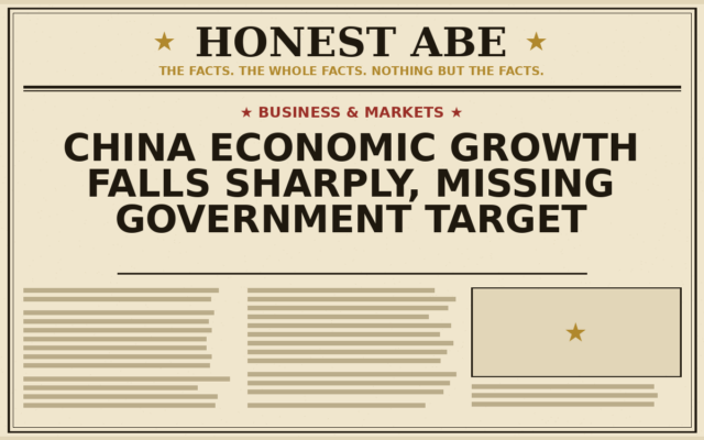 China Economic Growth Falls Sharply, Missing Government Target