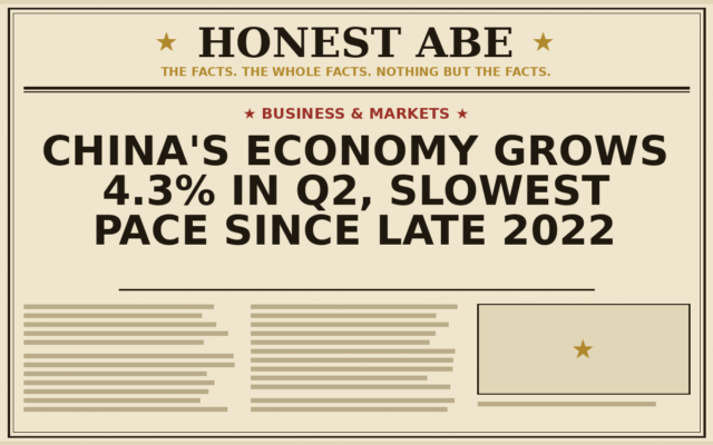 China’s Economy Grows 4.3% in Q2, Slowest Pace Since Late 2022