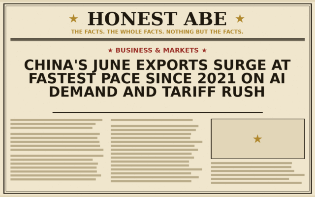 China’s June Exports Surge at Fastest Pace Since 2021 on AI Demand and Tariff Rush