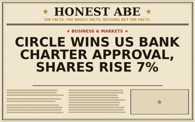 Circle Wins US Bank Charter Approval, Shares Rise 7%