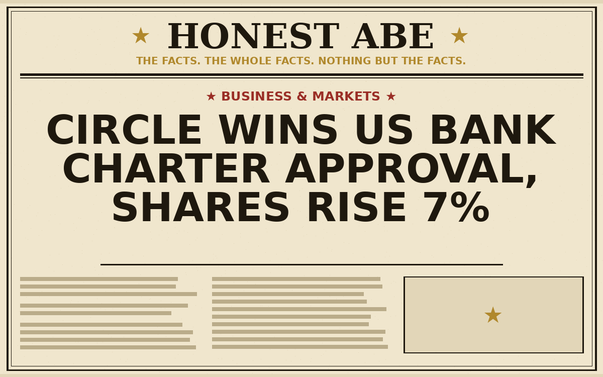 Circle Wins US Bank Charter Approval, Shares Rise 7%