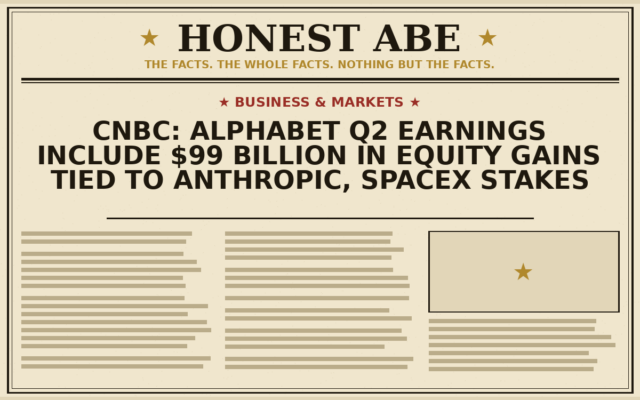 CNBC: Alphabet Q2 Earnings Include $99 Billion in Equity Gains Tied to Anthropic, SpaceX Stakes