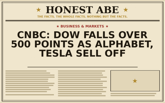 CNBC: Dow Falls Over 500 Points as Alphabet, Tesla Sell Off