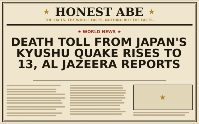 Death Toll From Japan’s Kyushu Quake Rises to 13, Al Jazeera Reports