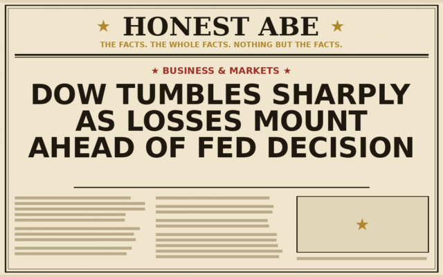 Dow Tumbles Sharply as Losses Mount Ahead of Fed Decision