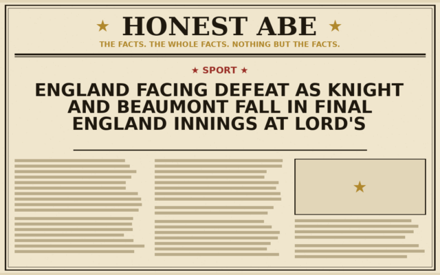 England Facing Defeat as Knight and Beaumont Fall in Final England Innings at Lord’s
