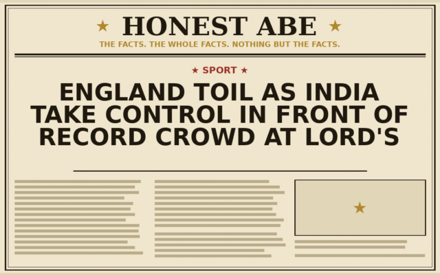 England Toil as India Take Control in Front of Record Crowd at Lord’s