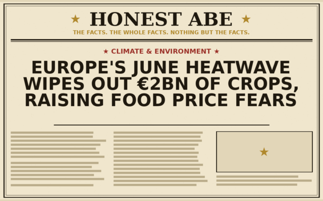 Europe’s June Heatwave Wipes Out €2bn of Crops, Raising Food Price Fears