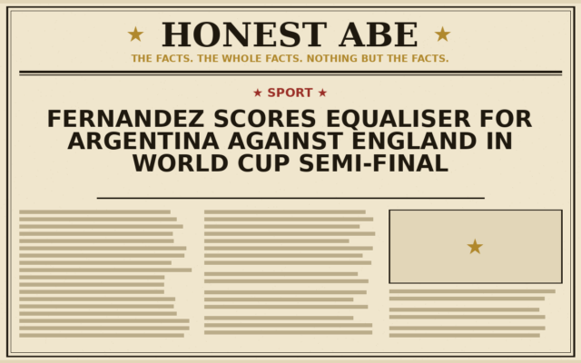 Fernandez Scores Equaliser for Argentina Against England in World Cup Semi-Final