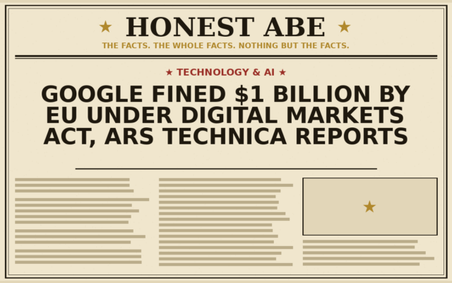 Google Fined $1 Billion by EU Under Digital Markets Act, Ars Technica Reports