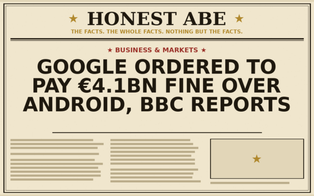 Google Ordered to Pay €4.1bn Fine Over Android, BBC Reports