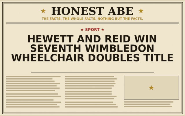 Hewett and Reid Win Seventh Wimbledon Wheelchair Doubles Title