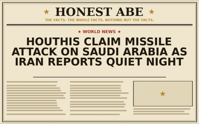 Houthis Claim Missile Attack on Saudi Arabia as Iran Reports Quiet Night