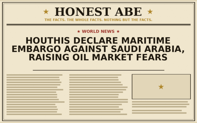 Houthis Declare Maritime Embargo Against Saudi Arabia, Raising Oil Market Fears