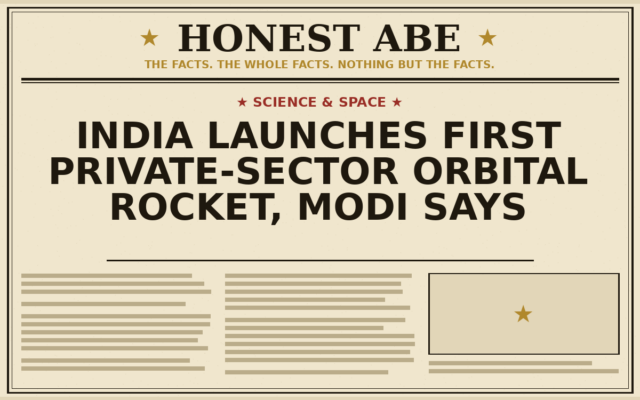 India Launches First Private-Sector Orbital Rocket, Modi Says