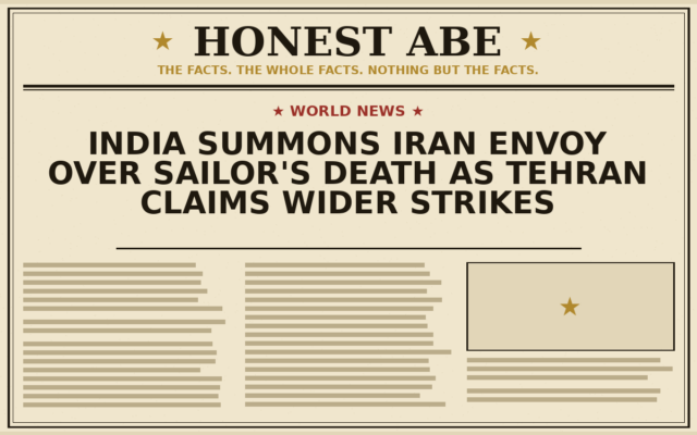India Summons Iran Envoy Over Sailor’s Death as Tehran Claims Wider Strikes