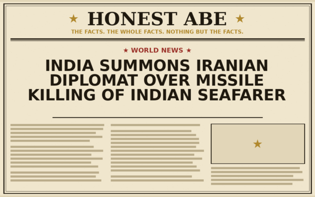 India Summons Iranian Diplomat Over Missile Killing of Indian Seafarer