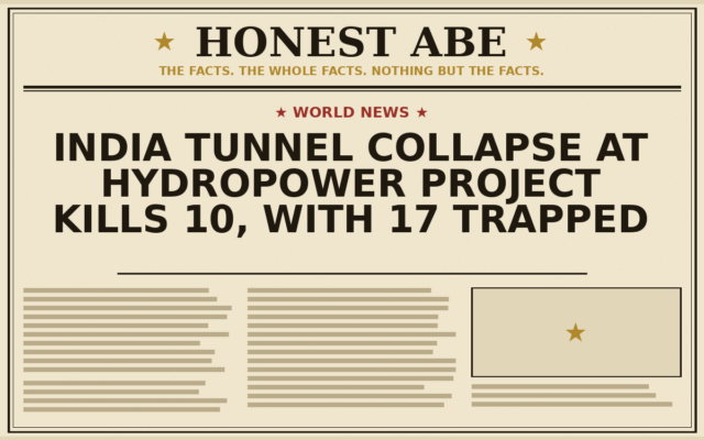 India Tunnel Collapse at Hydropower Project Kills 10, With 17 Trapped