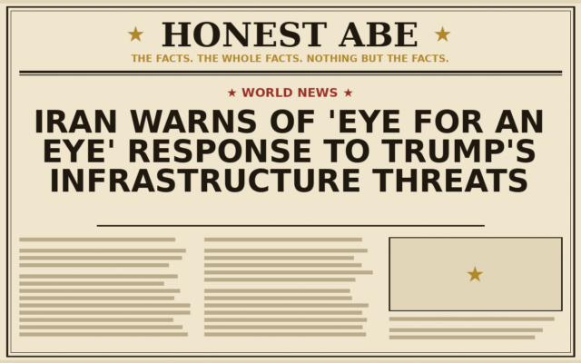Iran Warns of ‘Eye for an Eye’ Response to Trump’s Infrastructure Threats