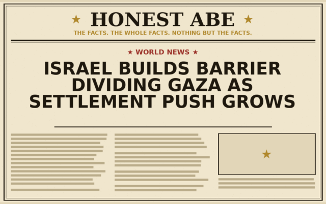 Israel Builds Barrier Dividing Gaza as Settlement Push Grows