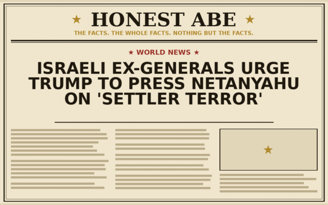 Israeli Ex-Generals Urge Trump to Press Netanyahu on ‘Settler Terror’