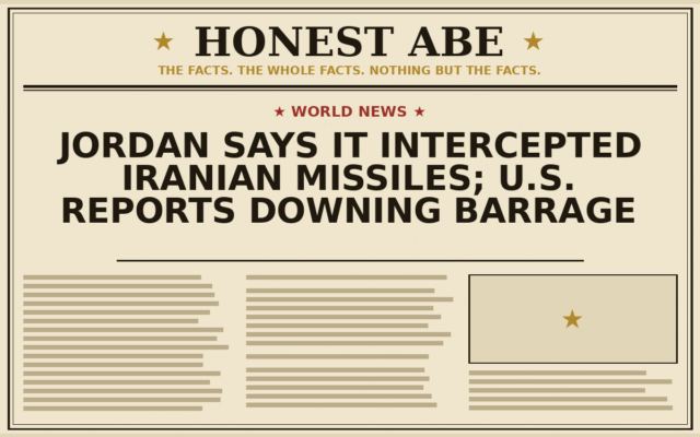 Jordan Says It Intercepted Iranian Missiles; U.S. Reports Downing Barrage