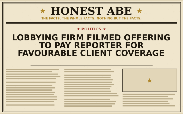 Lobbying Firm Filmed Offering to Pay Reporter for Favourable Client Coverage