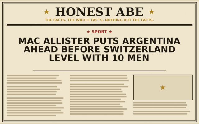 Mac Allister Puts Argentina Ahead Before Switzerland Level With 10 Men