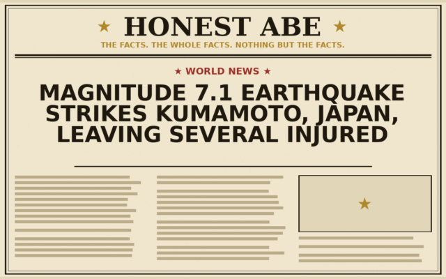 Magnitude 7.1 Earthquake Strikes Kumamoto, Japan, Leaving Several Injured