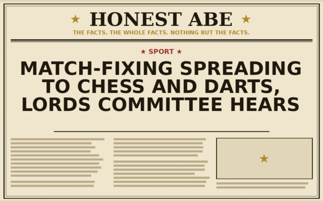Match-Fixing Spreading to Chess and Darts, Lords Committee Hears